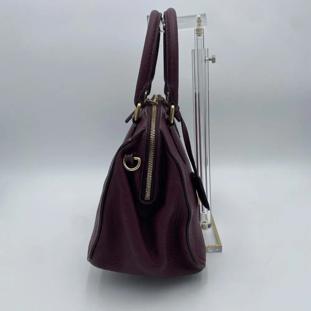 MCM Leather Satchel Burgundy Handbag Vintage Crossbody Tote Travel Purse Germany